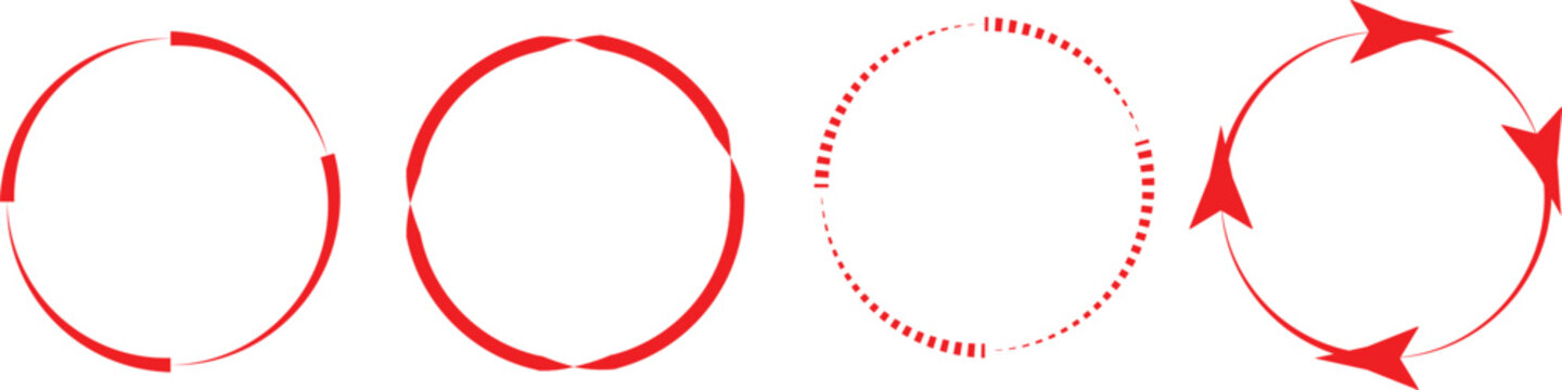 Red circular arrows process flow cycle and rotation graphic elements