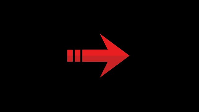 Red Arrow with Dashes Pointing Right on Black Background