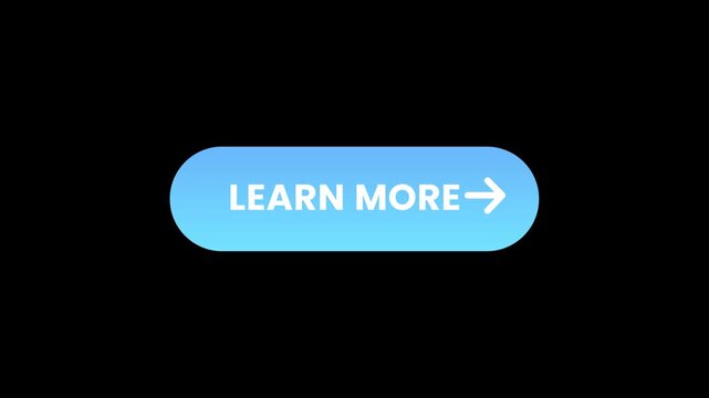 Learn More Light Blue Gradient Button UI Animation with Arrow Icon Overlay. learn more button loop animation with alpha channel