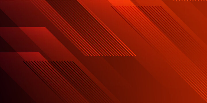 Futuristic red gradient backdrop featuring abstract sharp parallelogram shapes and speed lines. Minimalist vector template for sport, tech, or modern business concept.