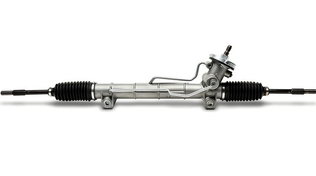 Steering rack and pinion system with black tie rods