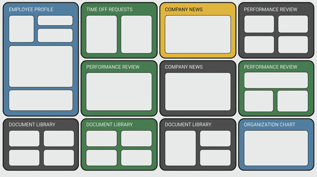 collection of twelve different UI UX wireframe templates, website layout plans, and interface design elements for web and app development