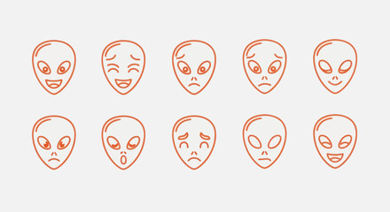 Alien heads with various emotions © PajeroFortuna