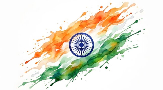 Vibrant indian flag watercolor art