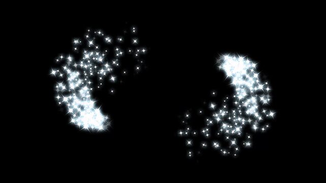 glitter sparkle shine stars trail burst, glitter star sparkle effects as white cartoon blinking stars scatter across a glowing starlight dust line, white twinkling particles motion on black screen.4k