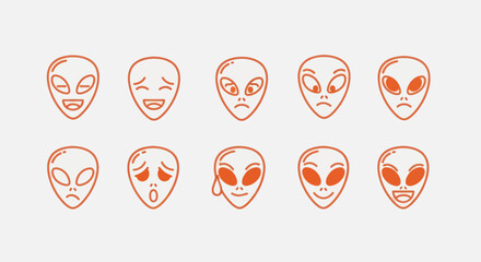 Alien heads with various facial expressions © PajeroFortuna
