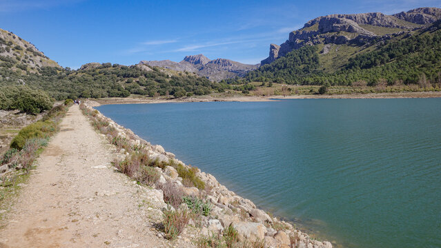 Mallorca, Spain - 15 Feb 2026: Cuber Reservoir in Mallorca's Tramuntana mountains