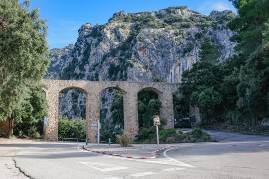 Mallorca, Spain - 15 Feb 2026: Els Arcs, Acueducto de Escorca, Mallorca, Balearic Islands