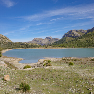 Mallorca, Spain - 15 Feb 2026: Cuber Reservoir in Mallorca's Tramuntana mountains