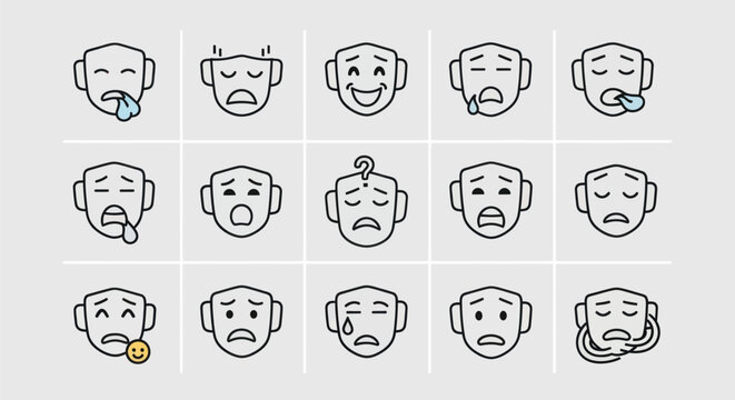 Emoticon icons set expression concept