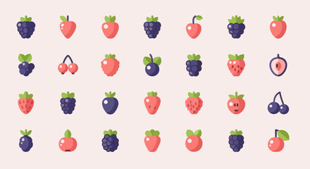 Colorful berry collection illustration © Golden