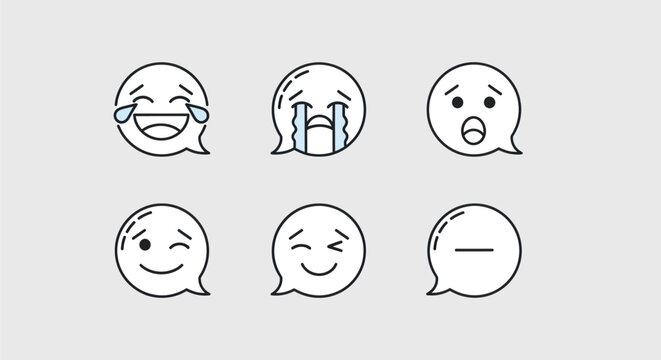 Emoticon icons set on light background