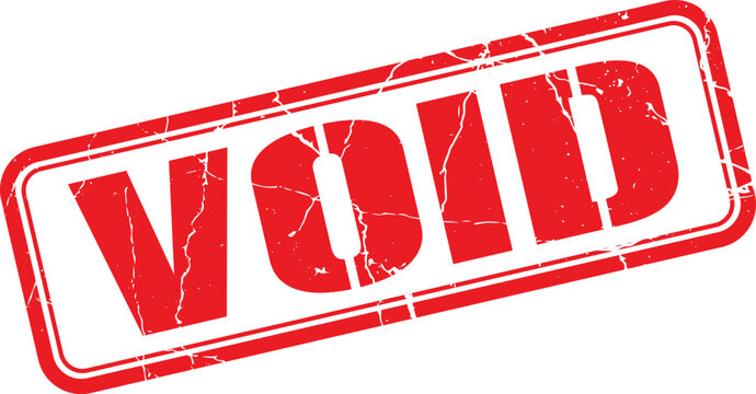 Red grungy void stamp on white background for invalid or canceled documents