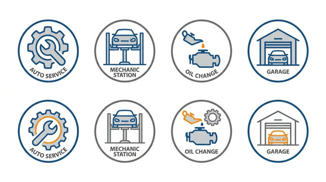 Industrial icons with various machinery.