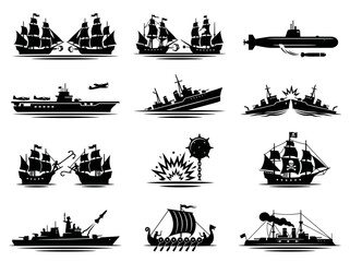 ship silhouettes collection on a white background © Sadrul