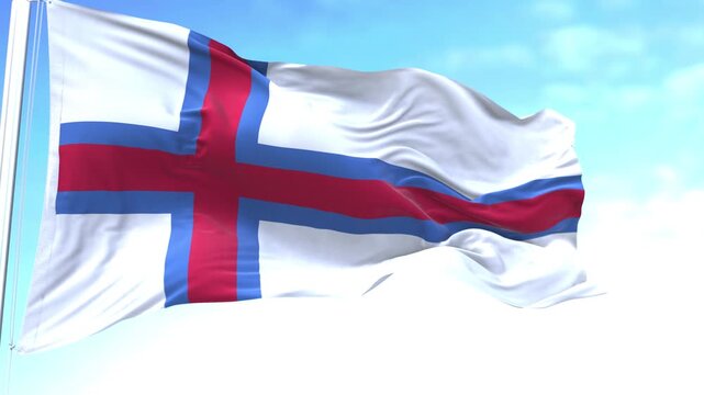  Faroe Island Horizontal Flag in the Sky Speed Waving