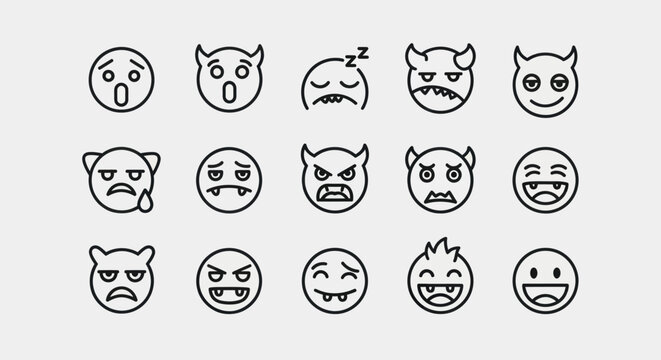 Emoticon set diverse facial expressions