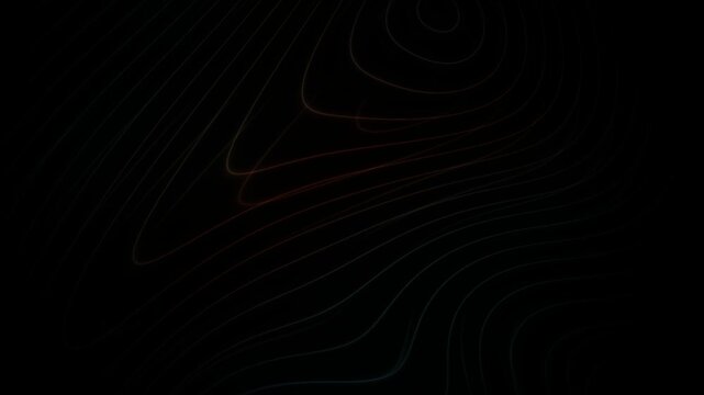 Abstract topographical lines animation flowing on dark background