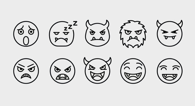 Emoticon set diverse facial expressions