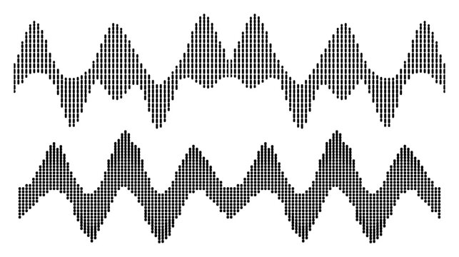 Digital sound wave pattern made of halftone dots in abstract audio frequency style