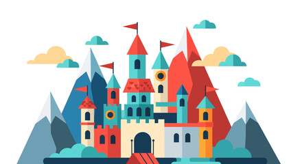 Colorful illustration of a castle. © Fauzi