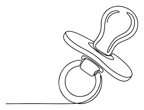 Baby pacifier soother for infant care in minimalist continuous line art style