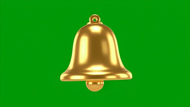 A gleaming golden bell with a bright starburst effect is prominently displayed against a vibrant green background, creating a visually striking and symbolic image.