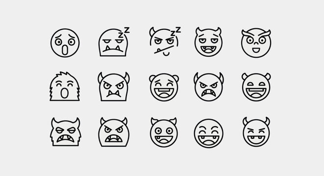 Emoticon set diverse facial expressions