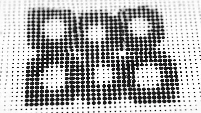 Black dots on a white surface dynamically form the letters RSS. This abstract digital pattern represents information and connectivity.