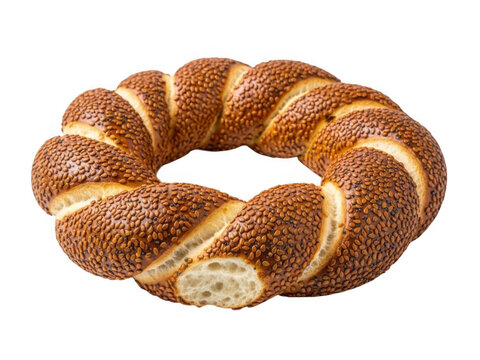 Traditional turkish sesame bagel simit isolated on transparent background