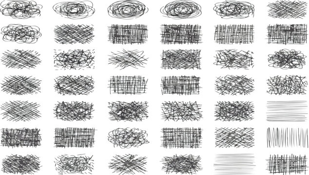 Hand drawn pen scribbles, messy pencil doodles, rough sketch swirls and underlines. Black pen grunge lines and circles, freehand chaotic squiggles, abstract scribble marker drawings vector ... See Mor