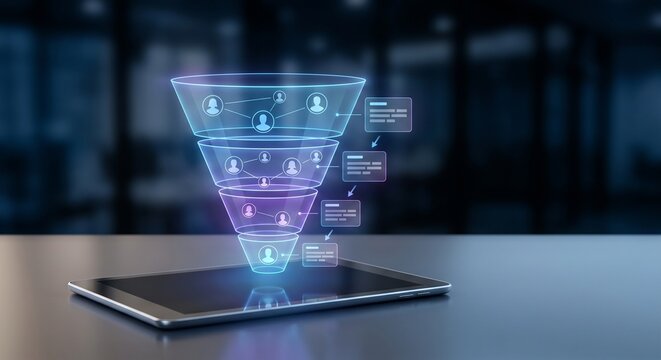 Digital Sales Funnel and Customer Relationship Management on Tablet