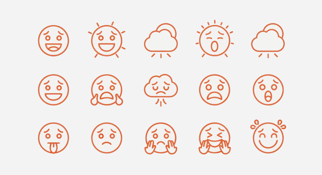Emoticon set diverse facial expressions