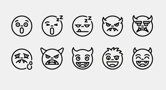 Emoticon set diverse facial expressions