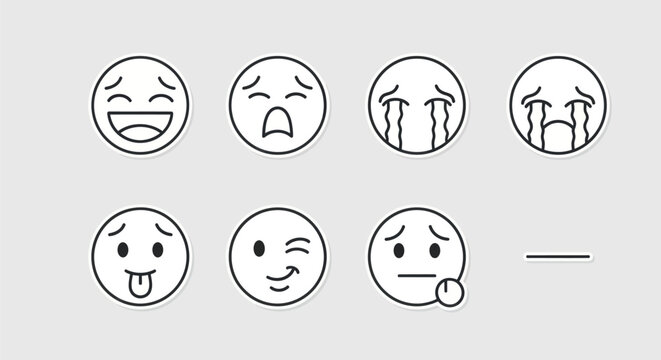 Emoji icons diverse emotions illustration