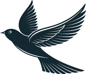 Naklejka premium WebFlying Bird Silhouette – Elegant Minimalist Dark Illustration