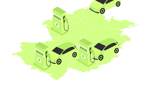 electric cars and ev charging stations on germany map clean energy transportation animation