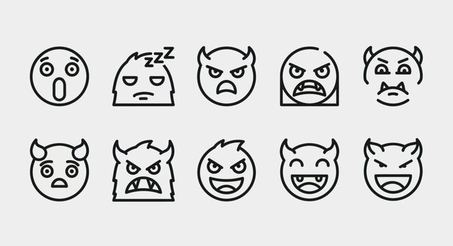 Emoji icons emoticons and expression set