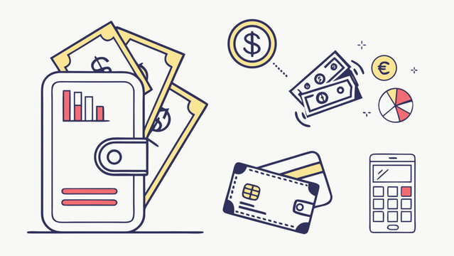 Digital Business Operations for presentation Financial Management, Payments, and Calculator Icons