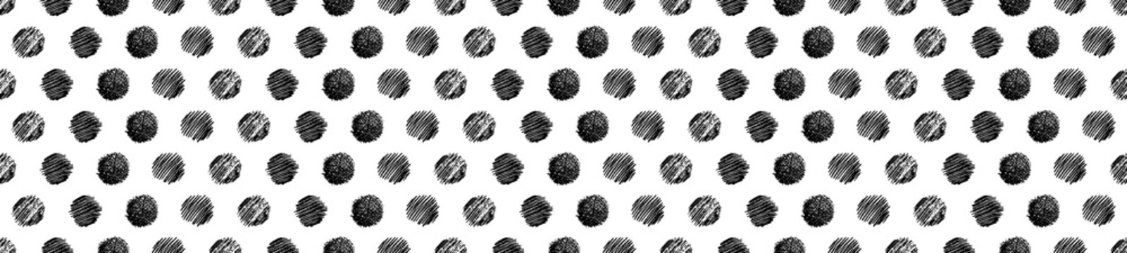 Seamless pattern with hand drawn ink rings and chaotic circle strokes