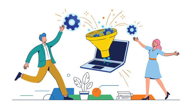 Streamlined B2B Marketing Funnel and Lead Generation Strategy Illustration for High-Growth Creative Agencies