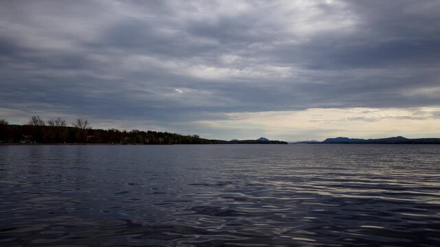Timelapse of Lake Memphremagog with dramatic cloudy sky, Magog Qu&eacute;bec
