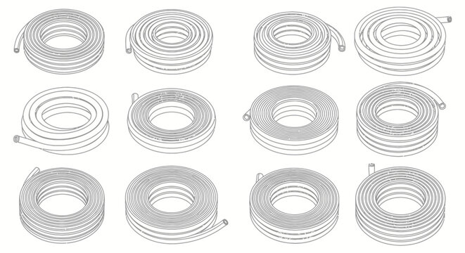 Coiled Garden Hose Icon Set