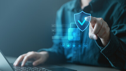 Cybersecurity concept with secure login and digital authentication, showing password protection, identity verification, and encrypted access for safe online systems. © Garun Studios