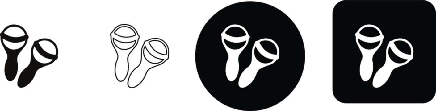 Minimalist rumba maracas shaker icon set for traditional Latin music and festival themes