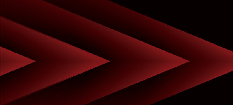 Abstract glowing diagonal arrow lines on red background. Shiny red gradient stripes lines. Modern graphic. Futuristic concept. Horizontal banner template. Vector