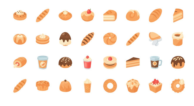 Bakery items assortment in flat style
