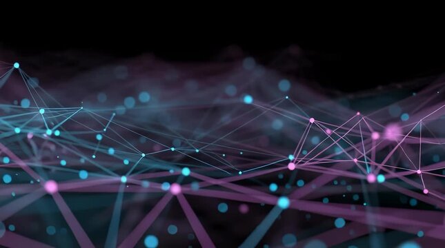 Abstract Digital Plexus Network Background with Glowing Connecting Lines and Dots.