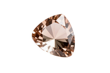 Fototapeta premium Isolated glowing brown faceted trillion gemstone, a magnificent and elegant precious jewel.