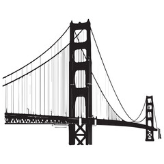 Fototapeta premium Golden Gate Bridge silhouette vector illustration of the San Francisco suspension bridge landmark for travel and tourism design
